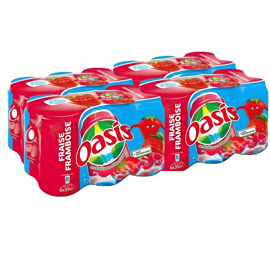 Oasis - Pack de canettes Fraise Framboise - 24 x 33 cl